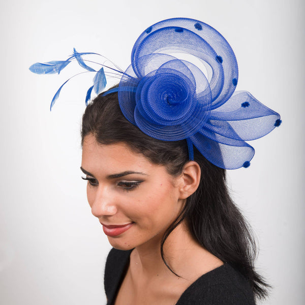 Crinoline Flower Bow Feather Headband Fascinator Cocktail: Gold