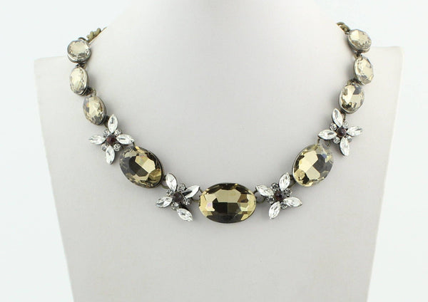 Floral Crystal Necklaces N1873: Champagne