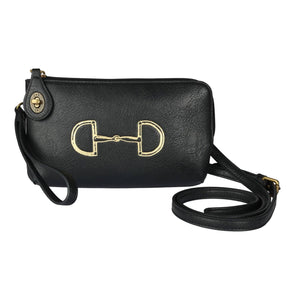 Black Snaffle Bit Clutch Crossbody Bag