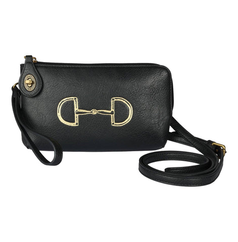 Black Snaffle Bit Clutch Crossbody Bag