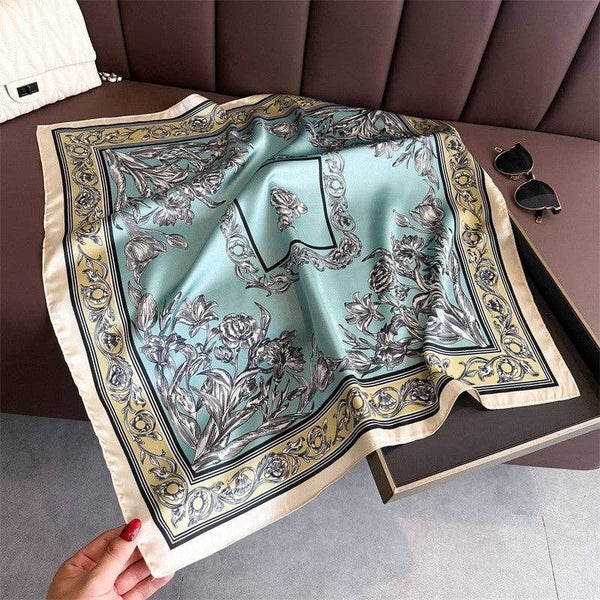 Fashion Print Square Scarf: BLUE
