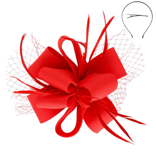 Feathered Loopy Sinamay Fascinator : Grey