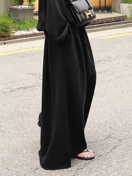 Loose Urban Gray Wide Leg Elastic Waist Pants: LIGHT GRAY / M