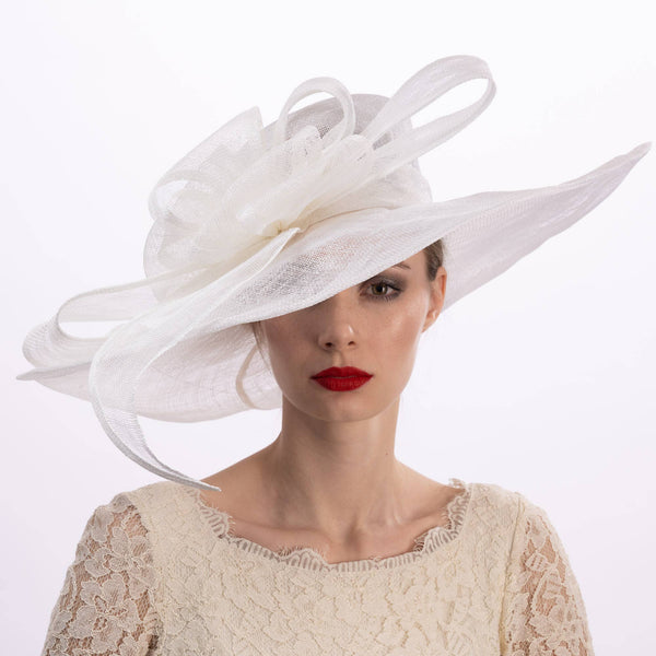 Large Wrapped Abstract Bow Sinamay Hat | 116033: Silver
