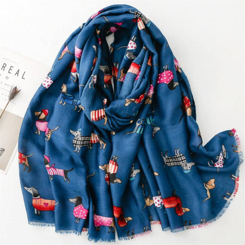 Blue Dog Pattern Scarf