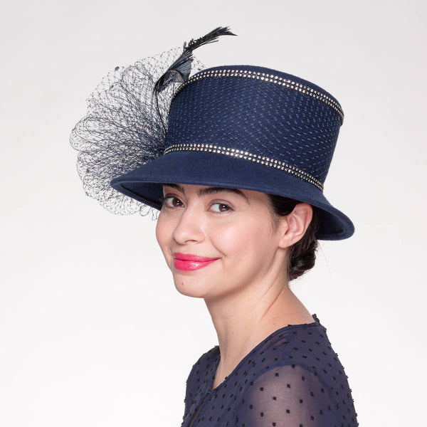 400769 Wool Felt Tear Drop Crown Hat: MINK / BROWN / Felt
