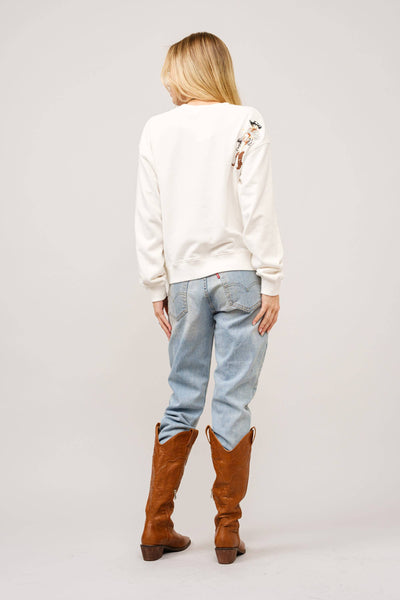 23230T - Western Motif Embroidered Graphic Sweatshirt: OFF WHITE / M