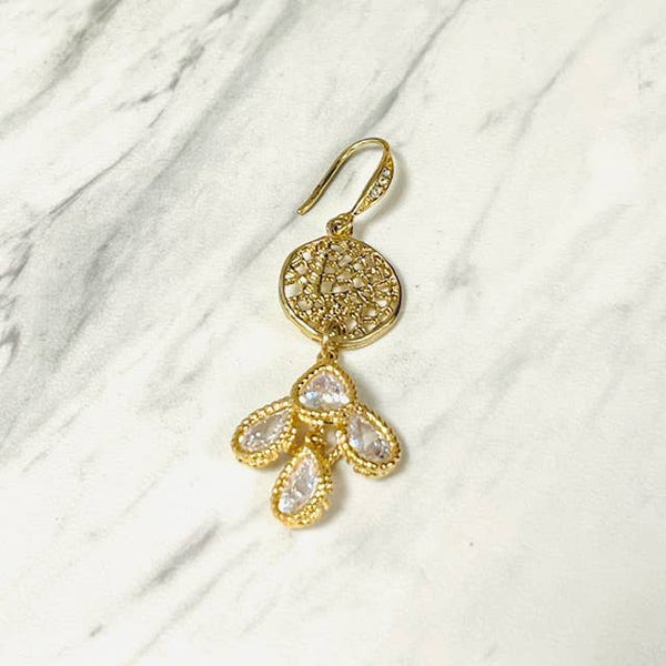 Filigree with Cubic Zirconia Teardrop Cluster Drop