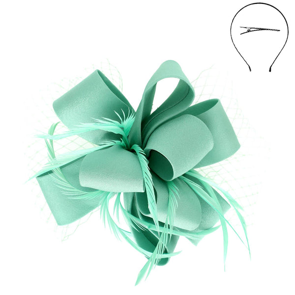Feathered Loopy Sinamay Fascinator : Grey
