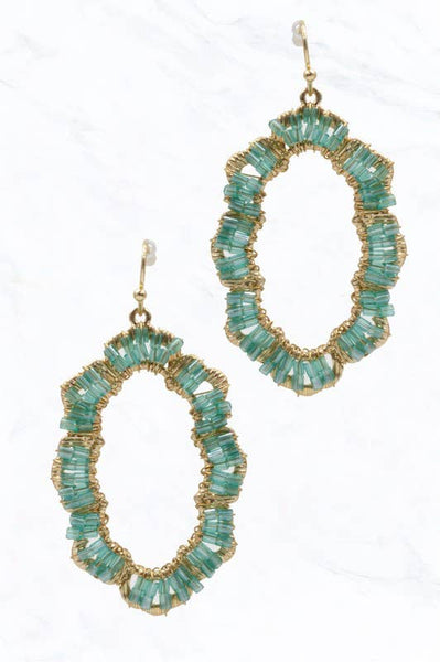 Crimson Beaded Hoop Earrings: Burgundy