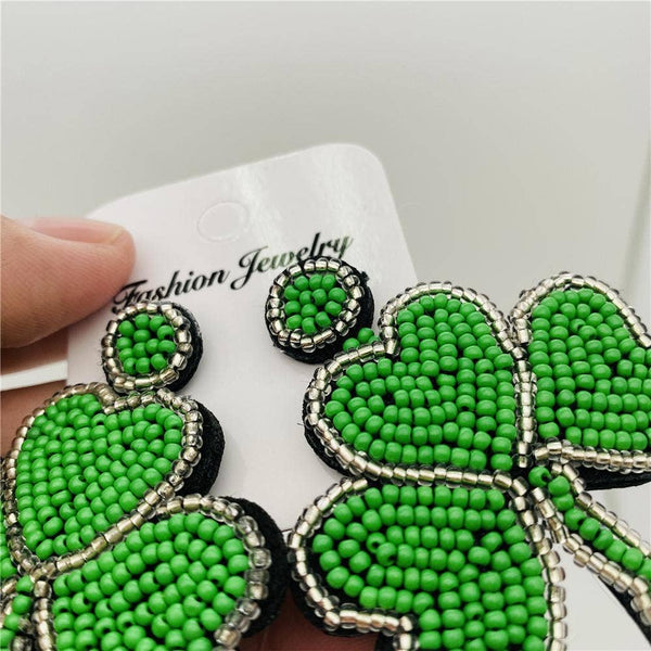 Clover Bead Earrings Hand-woven Stud Earrings: Gold