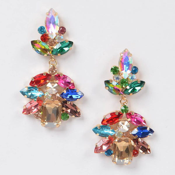 Multi Stone Party Earring: Clear