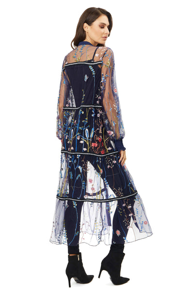 A010-D - Mesh Embroidered Duster: S