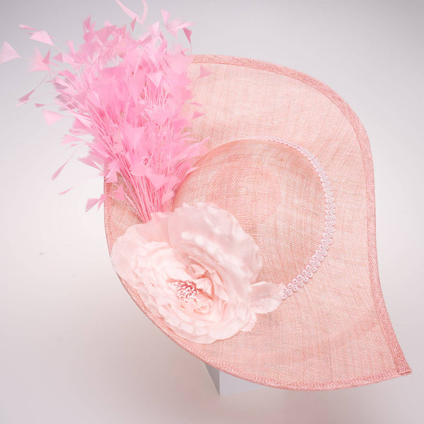 Sinamay Base With Flowers And Feathers Finishing On The Brim: Yellow