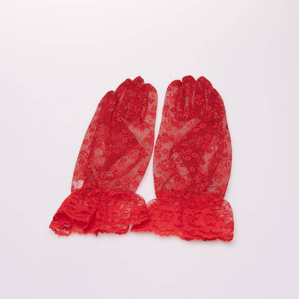 GLOVE-01 Wrist Length Lace Gloves: Black