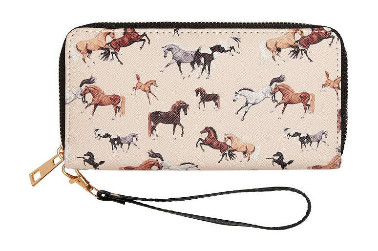 Horses All Over Clutch Wallet