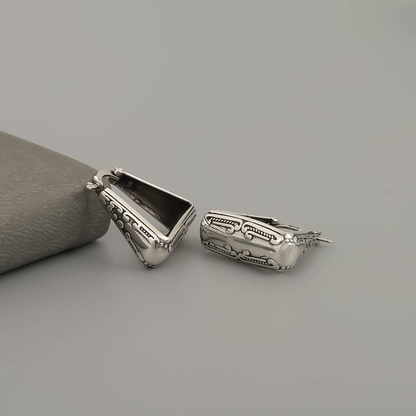 Boho Earrings , Women Unique Silver Hoop Earrings