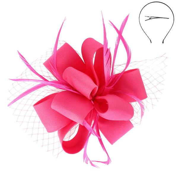 Feathered Loopy Sinamay Fascinator : Grey