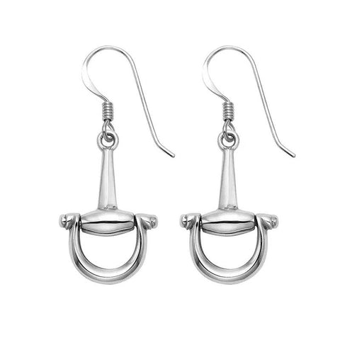 Sterling Silver Equestrian Dee Ring Snaffle Bit Earrings: Silver
