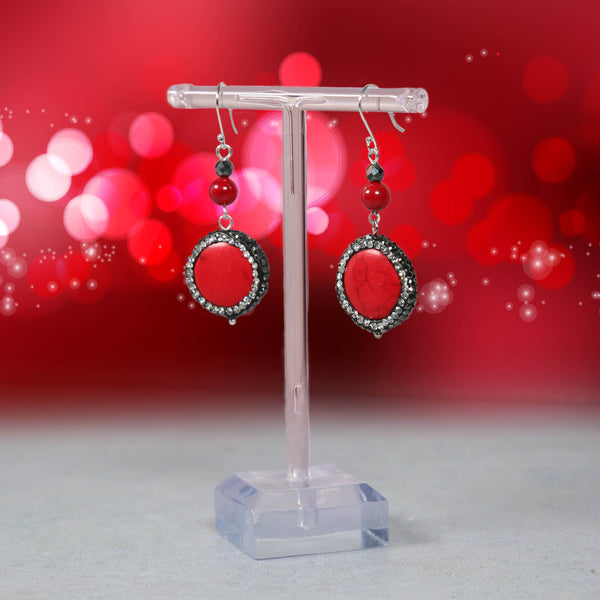 Red Druzy Stone Earring