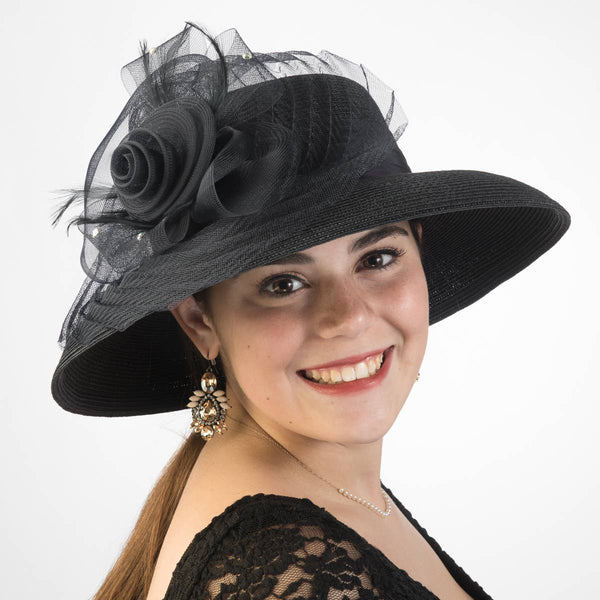 301729 Black Med Straw Lamp W/Crino Bow: WHITE / PP