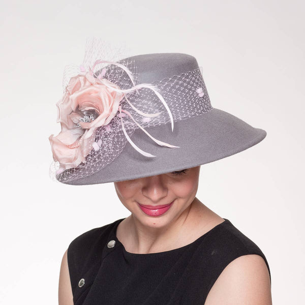 400788 Silk Flower Lamp Shape Wool Felt Hats: Felt / CAMEL