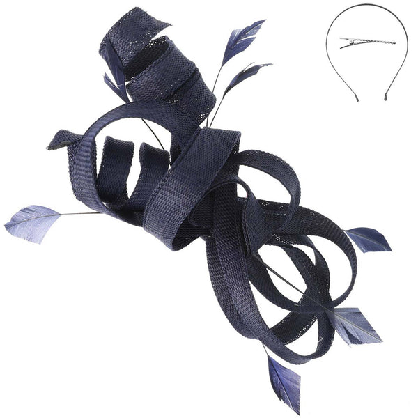 3-Piece Flax Fabric Fascinator Headband and Clip: Black