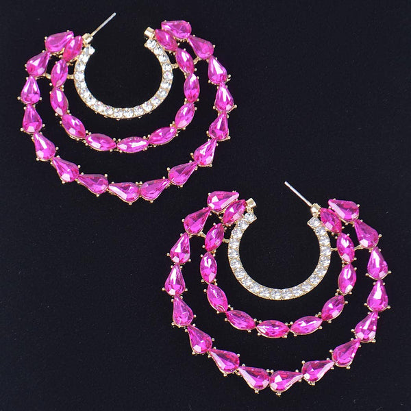 Stone Double Hoop Earring: Clear