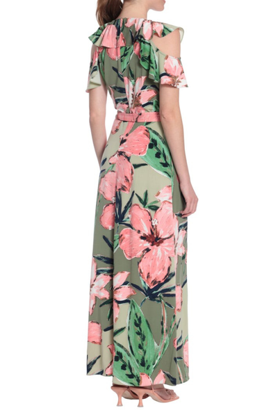 Floral Print Cold Shoulder Maxi Dress