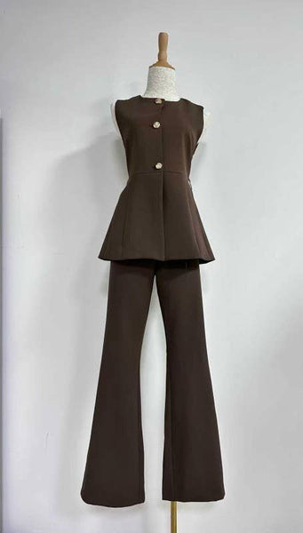 Modern Vest and Trouser Set: Black / M