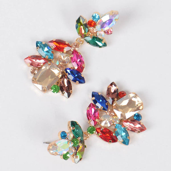 Multi Stone Party Earring: Clear