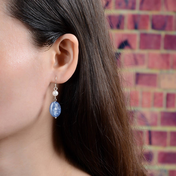 Kyanite and Freshwater Pearl Earring