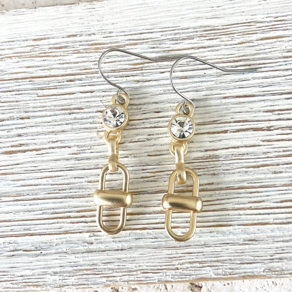 Equestrian chain link earrings: Gold