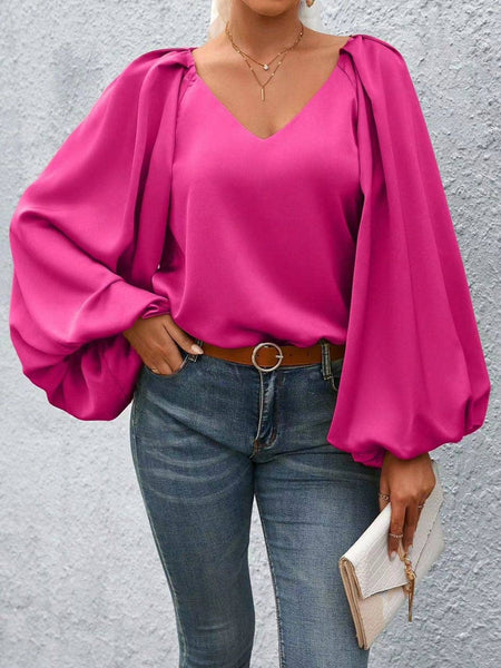 Lantern Sleeve Blouse: Cream / XL