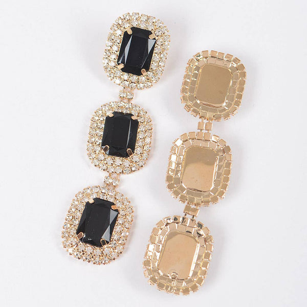 Rhinestone Dangle Earring: Silver