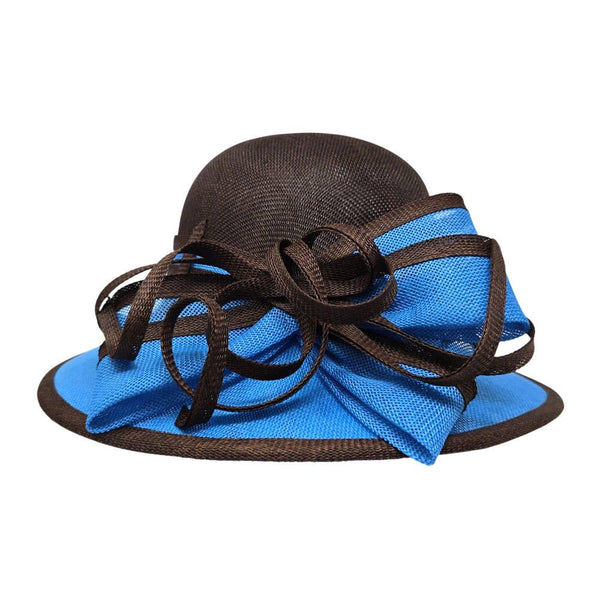 Two Tone Bow Accent Elegant Sinamay Dressy Hat: Beige,Brown