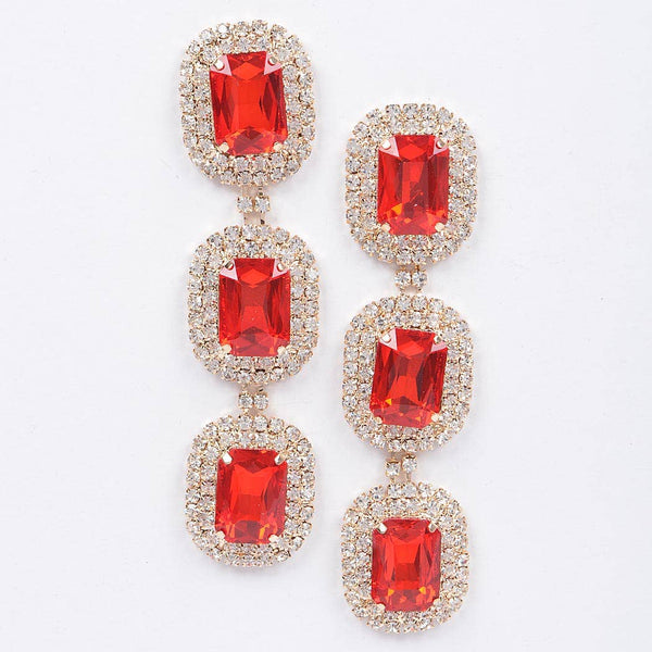 Rhinestone Dangle Earring: Silver