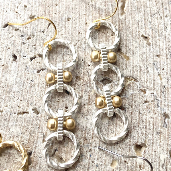 Handmade earrings matte metal  Boutique Jewelry Trending Now: Matte silver with matte gold accents