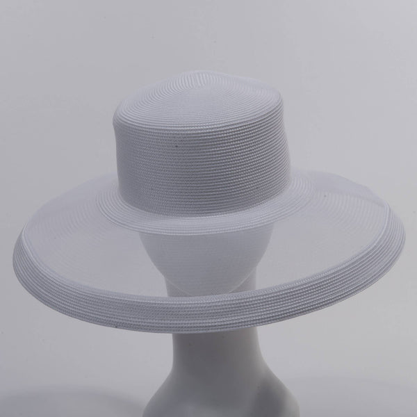 301886 Ribbon Bow Crinoline Brim Poly Straw Hats: PP / NAVY