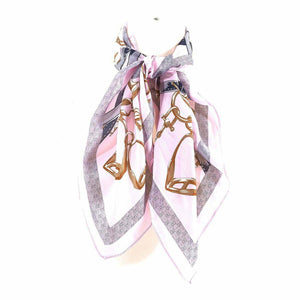 Bag Chain Real Silky Feel Square Scarf: Pink
