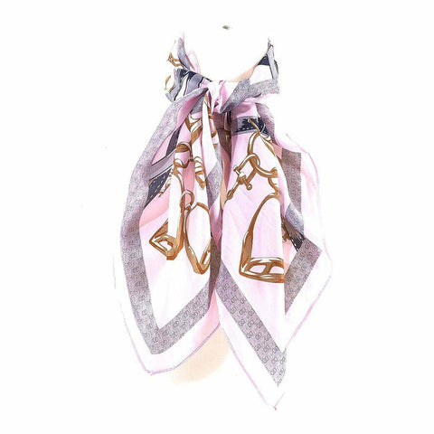 Bag Chain Real Silky Feel Square Scarf: Pink