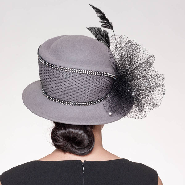 400769 Wool Felt Tear Drop Crown Hat: MINK / BROWN / Felt
