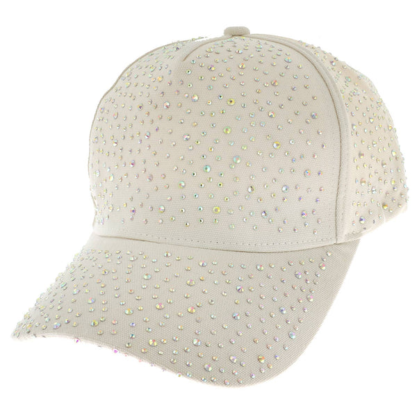 Jeweled Crystal Rhinestone Studded Baseball Cap: Black