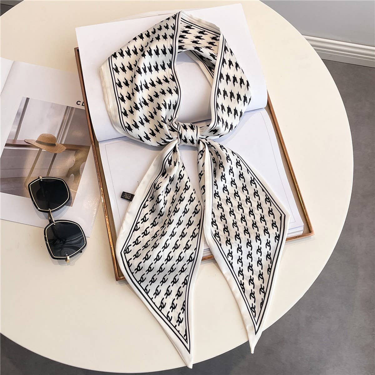 FASHIONABLE DOUBLE-LAYER NARROW SILK HEAD SCARF_CWASC1512: TYPE1 / (OS) 1