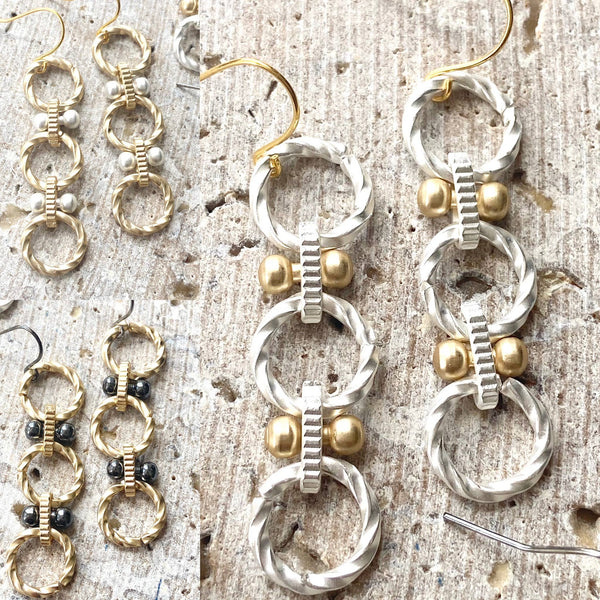 Handmade earrings matte metal  Boutique Jewelry Trending Now: Matte silver with matte gold accents