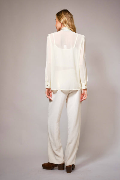 36872T - Chelsea Ruffle Front Button Up Blouse: CREAM / M