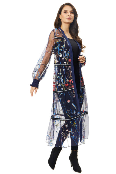 A010-D - Mesh Embroidered Duster: M
