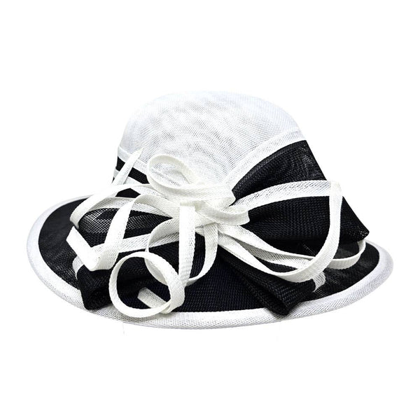Two Tone Bow Accent Elegant Sinamay Dressy Hat: Beige,Brown