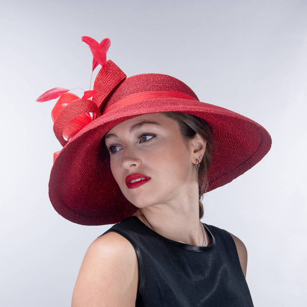 331881 Metallic Wide-Brimmed Church Hats: NAVY / Metallic