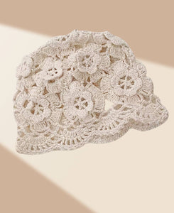 Beige Hand-Crocheted Bucket Hat
